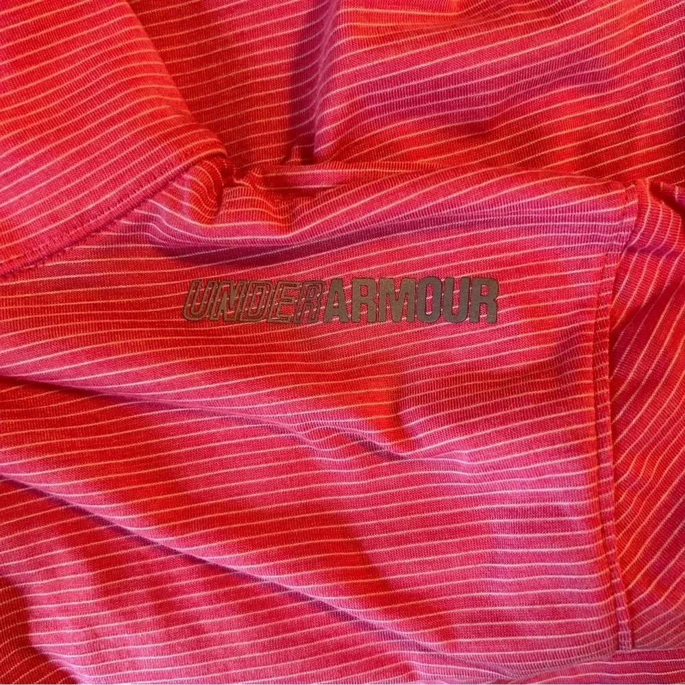 Under Armour RUN Half Zip Lightweight Pullover Women S Pink White Stripe Workout